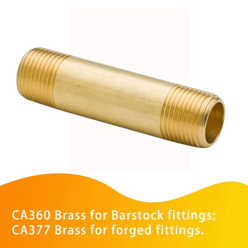 Legines Brass Pipe Fitting Long Nipple, 1/8" NPT Male x 1/8" NPT Male Extender Straight Connector, 1-1/2"Length 1200psi (Pack of 5) - Image 3